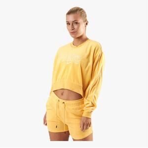 Nike Retro Femme Crew Terry Pullover Sweatshirt Yellow XL